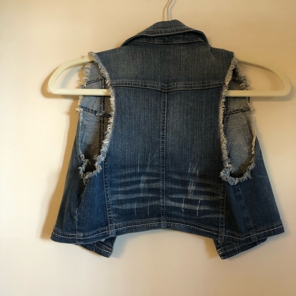 FOREVER 21 denim distressed dark wash fade vest size small - Picture 5 of 6